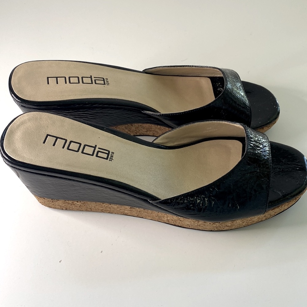 Moda Black Patent platform wedge